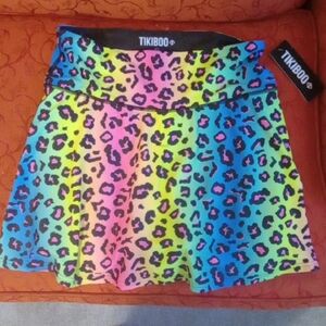 Neon Rainbow Leopard Print Skirt